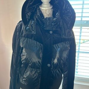 7 For All Mankind Shiny Black Puffer Jacket